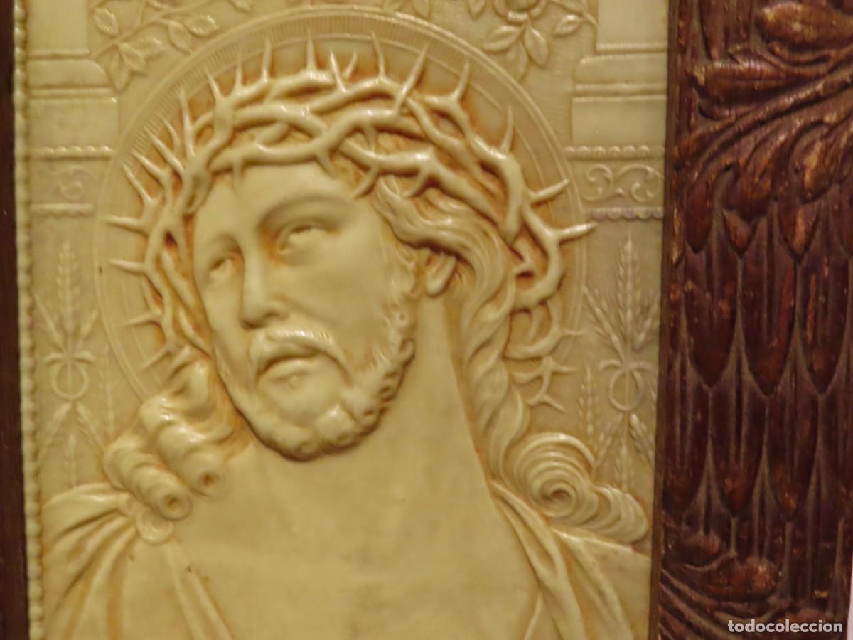 Antig&uuml;edades: ECCE HOMO ANTIGUA PLACA CELULOIDE MARCO DE MADERA - Foto 3