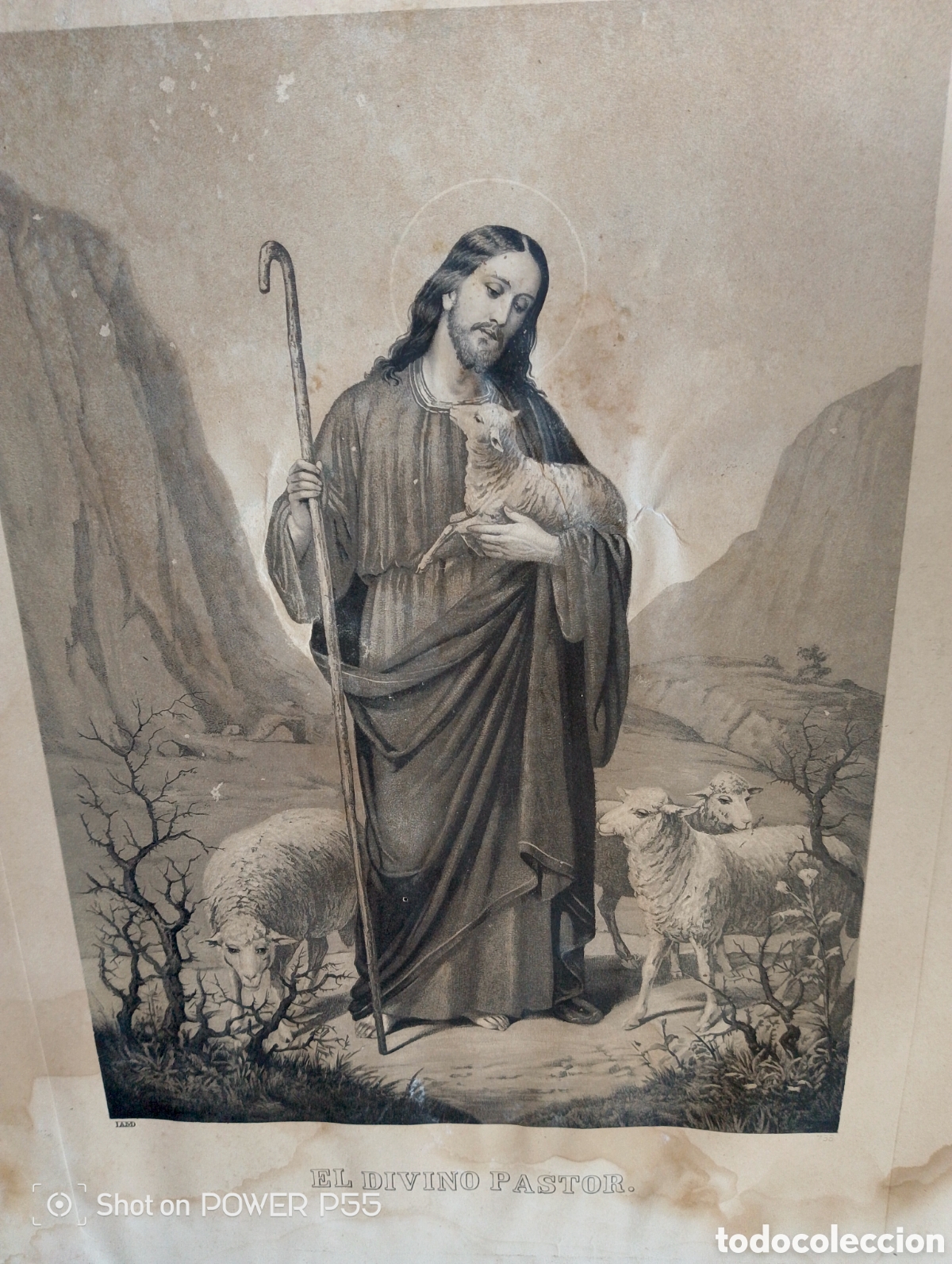 Antig&uuml;edades: Litograf&iacute;a el divino pastor - Foto 2