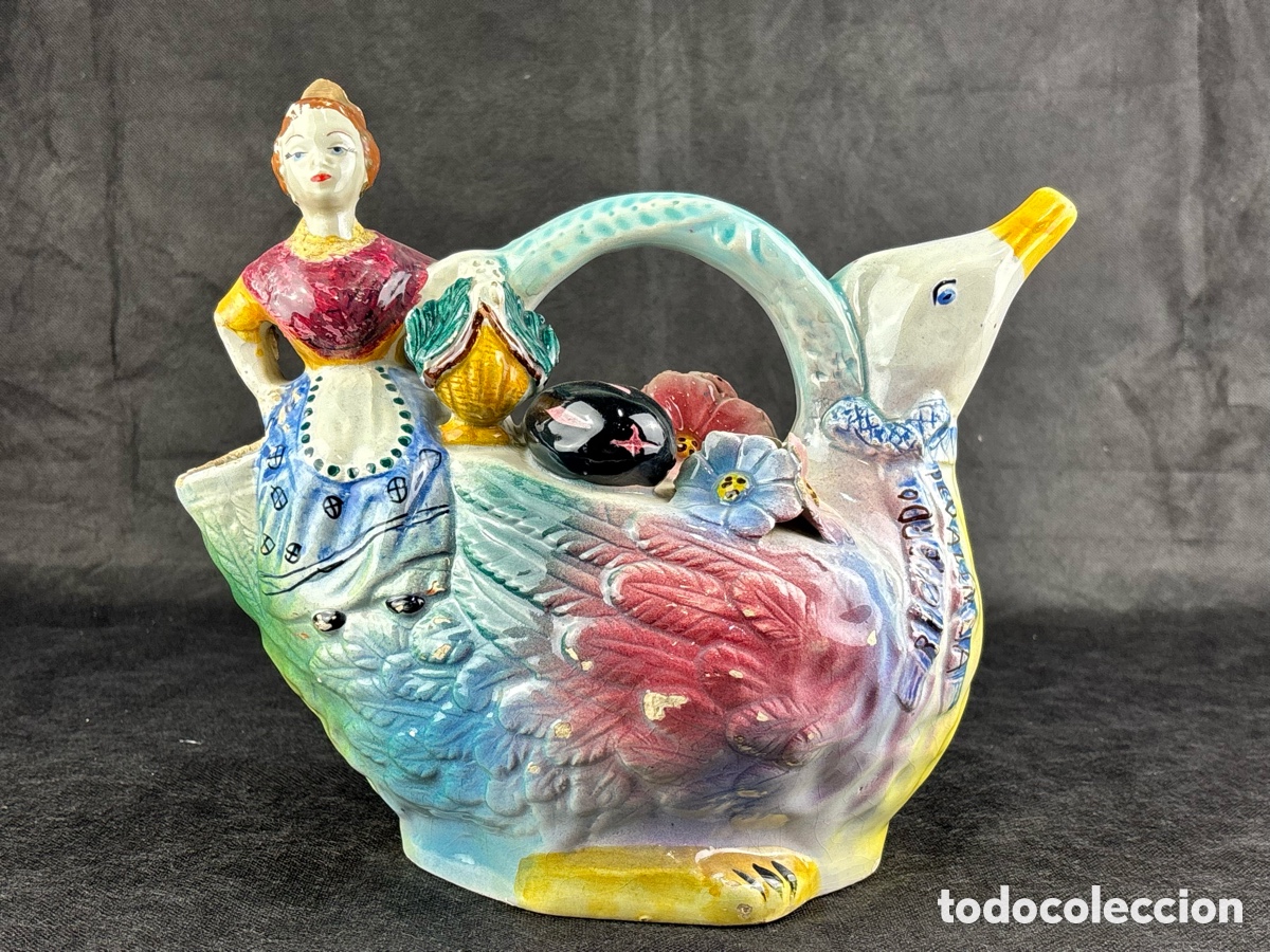 Antig&uuml;edades: BOTIJO DE MANISES EN CER&Aacute;MICA - PATO Y VALENCIANA