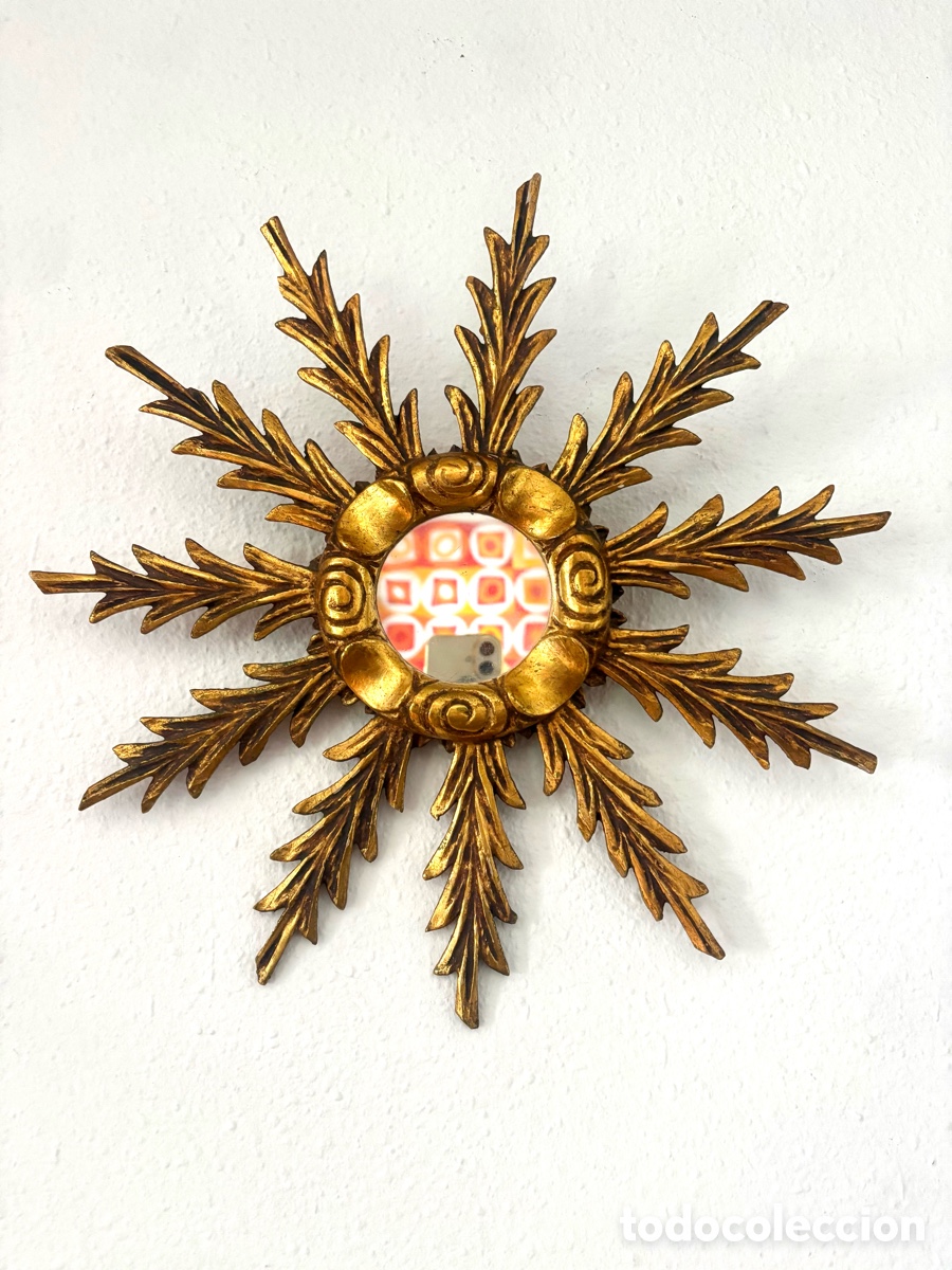 Antig&uuml;edades: ESPEJO SOL MADERA DORADA - Foto 8