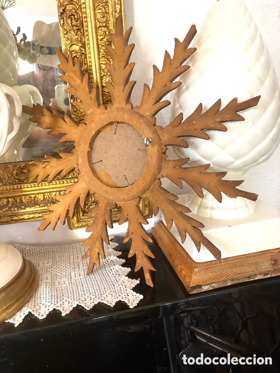 Antig&uuml;edades: ESPEJO SOL MADERA DORADA - Foto 10