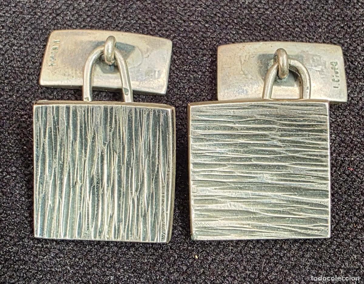 Antig&uuml;edades: Gemelos vintage con textura grabada 2 cm - Foto 1