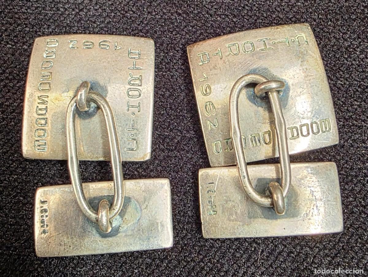 Antig&uuml;edades: Gemelos vintage con textura grabada 2 cm - Foto 2