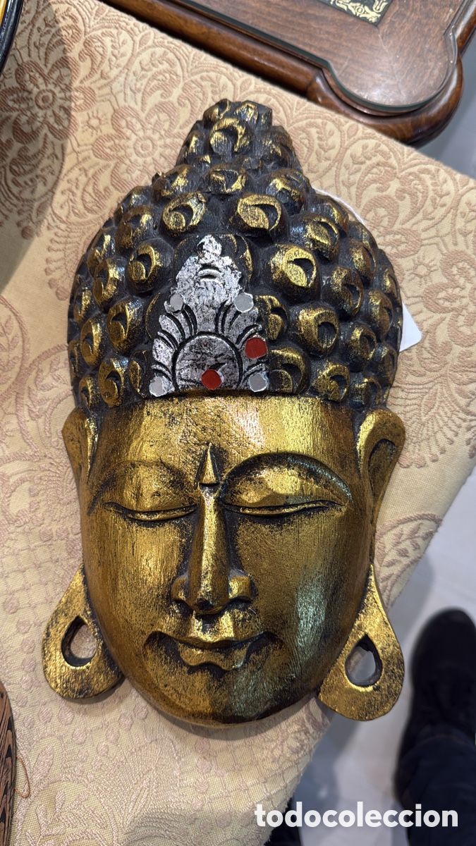 Antig&uuml;edades: CARETA BUDA MADERA DORADA - Foto 1