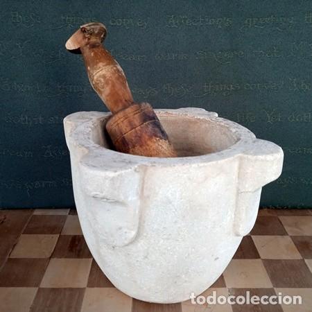 Antig&uuml;edades: Mortero antiguo o almirez de m&aacute;rmol - Foto 1