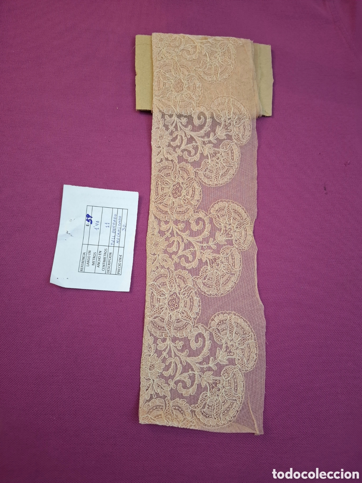 Antiguidades: TIRA DE TULL ANTIGUA, BORDADA MECANIZADA