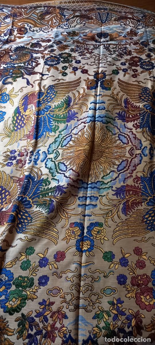 Antig&uuml;edades: CUBRECAMA ESTAMPADO ORIENTAL VINTAGE - Foto 1