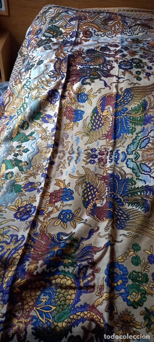 Antig&uuml;edades: CUBRECAMA ESTAMPADO ORIENTAL VINTAGE - Foto 2