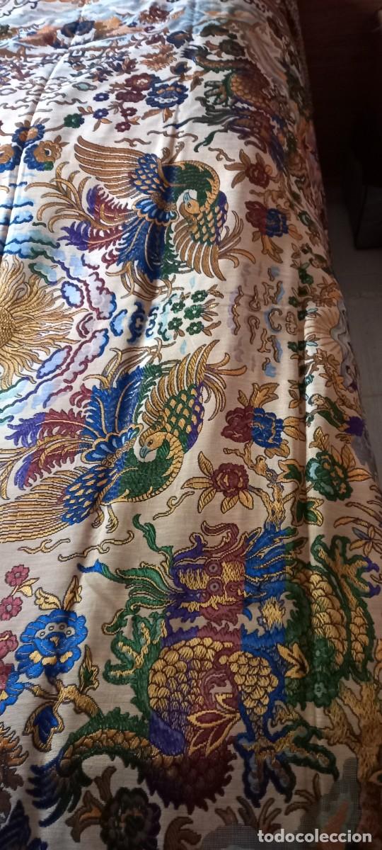 Antig&uuml;edades: CUBRECAMA ESTAMPADO ORIENTAL VINTAGE - Foto 3