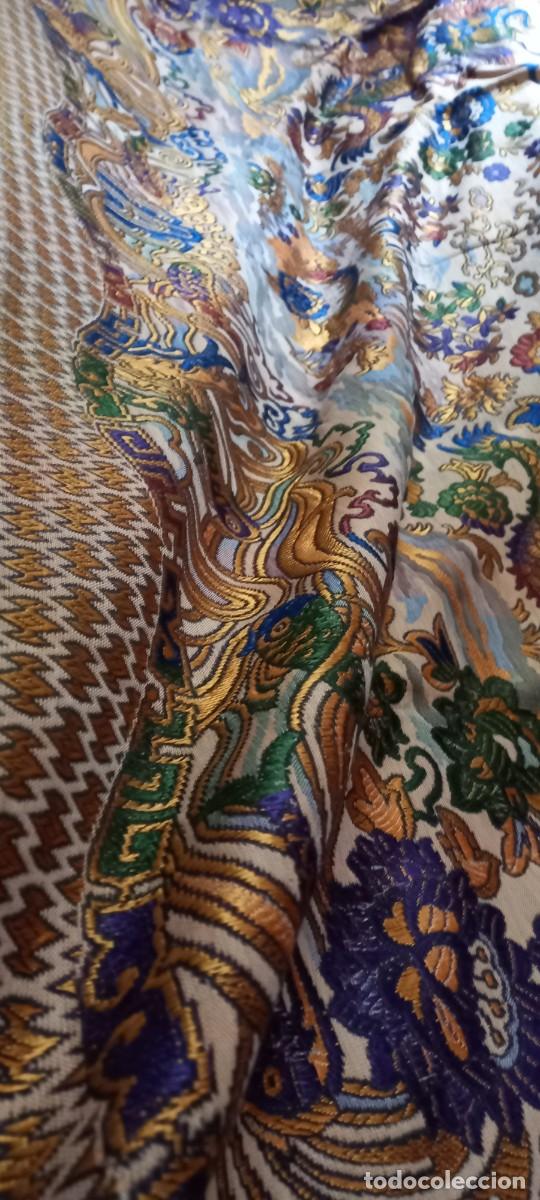 Antig&uuml;edades: CUBRECAMA ESTAMPADO ORIENTAL VINTAGE - Foto 4
