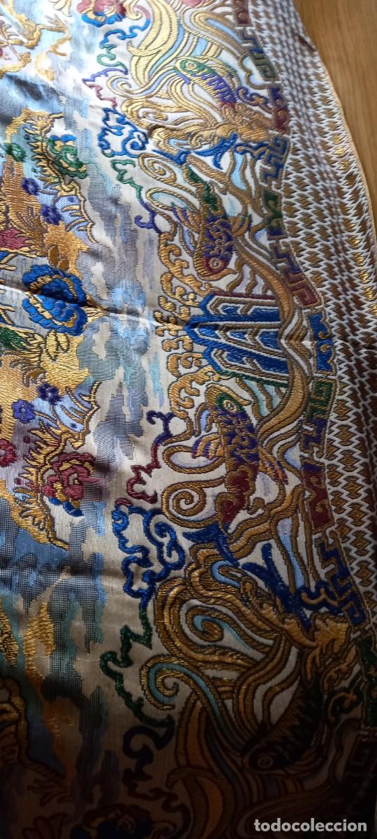 Antig&uuml;edades: CUBRECAMA ESTAMPADO ORIENTAL VINTAGE - Foto 5