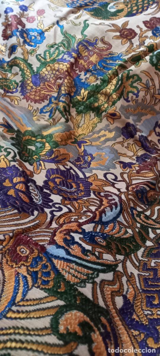Antig&uuml;edades: CUBRECAMA ESTAMPADO ORIENTAL VINTAGE - Foto 8