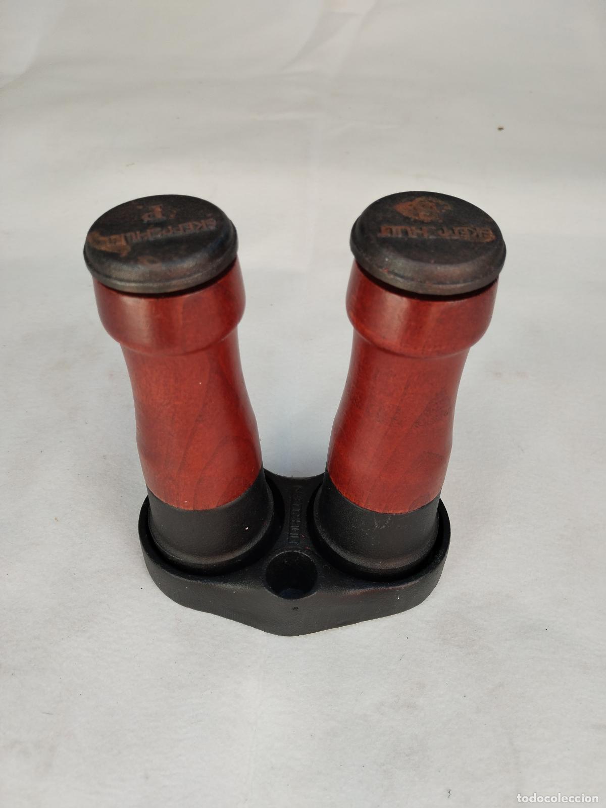 Antig&uuml;edades: Juego de molinillos de sal y pimienta Skeppshult Swing de hierro fundido,