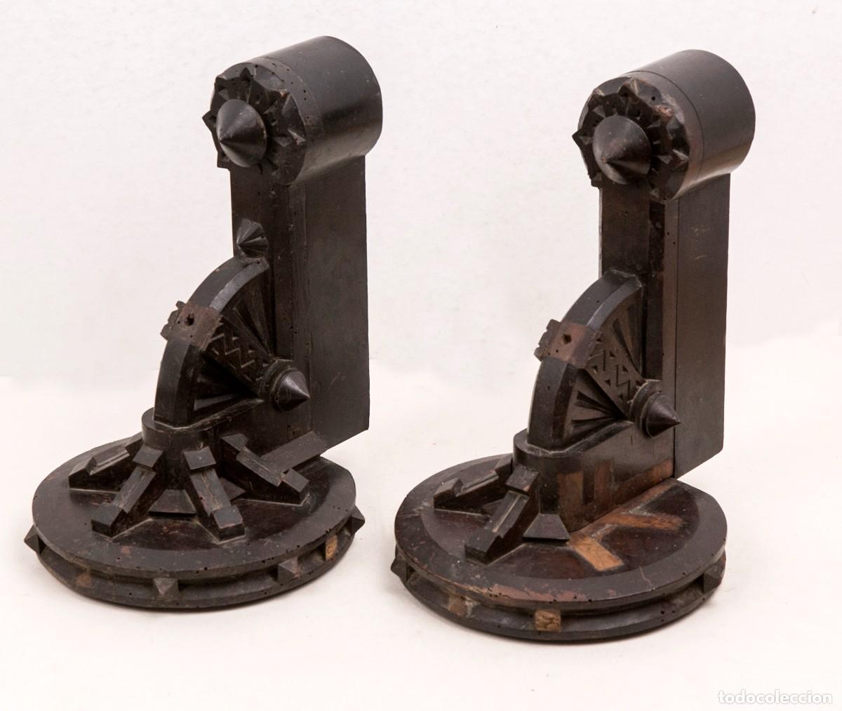 Antig&uuml;edades: SUJETALIBROS INGLESES - S. XIX - MADERA - Foto 7