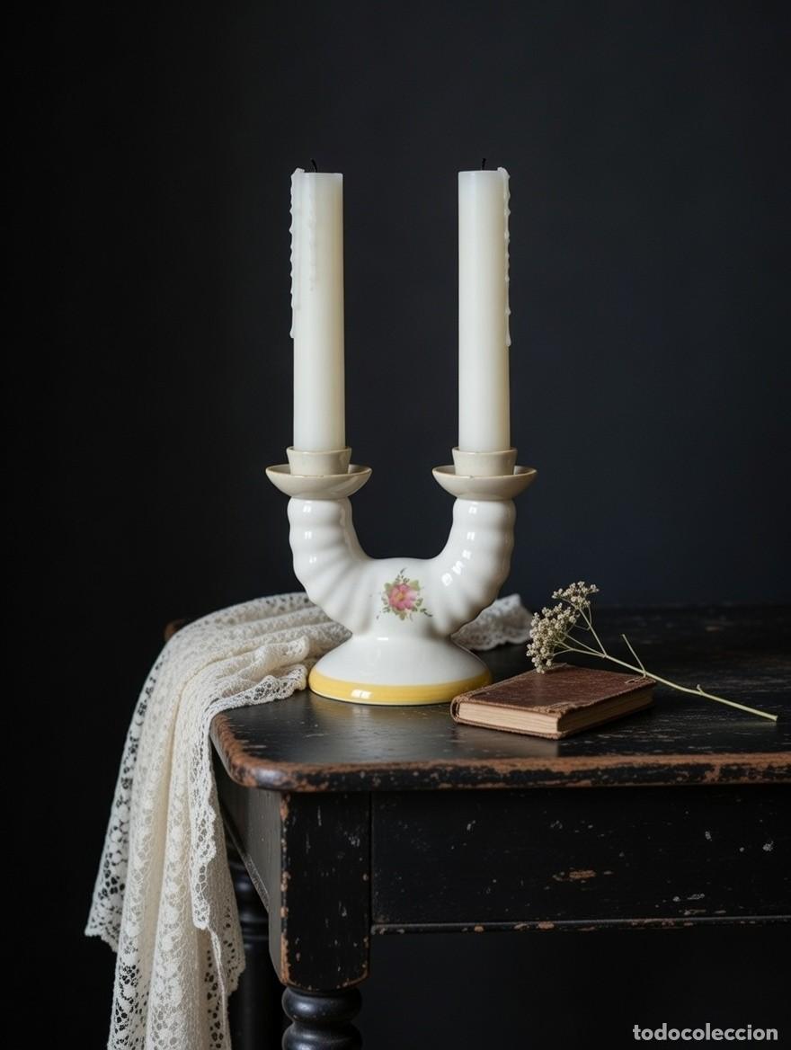 Antig&uuml;edades: Candelabro de cer&aacute;mica vintage - Foto 1