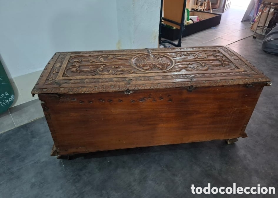 Antig&uuml;edades: Gran Arca Ba&uacute;l Cedro Antiguo - Foto 4