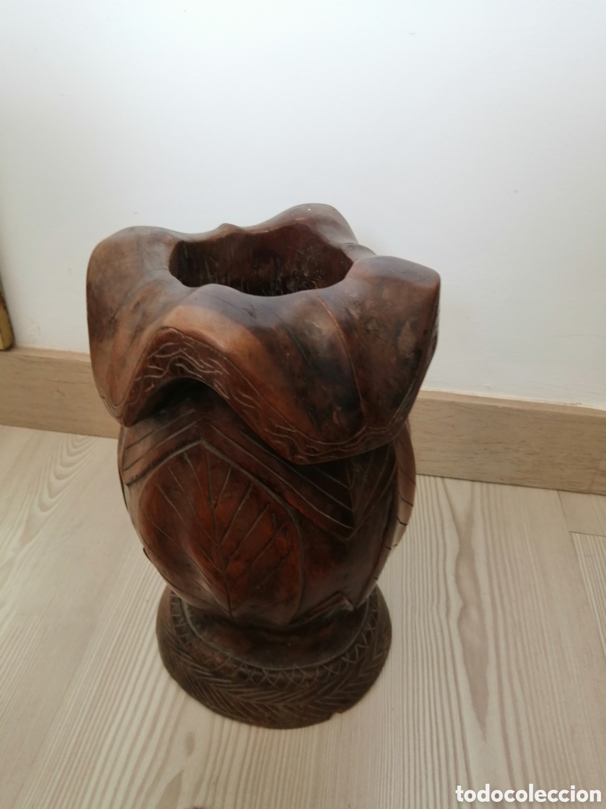 Antig&uuml;edades: Jarron r&uacute;stico de madera maciza. Tallado - Foto 6