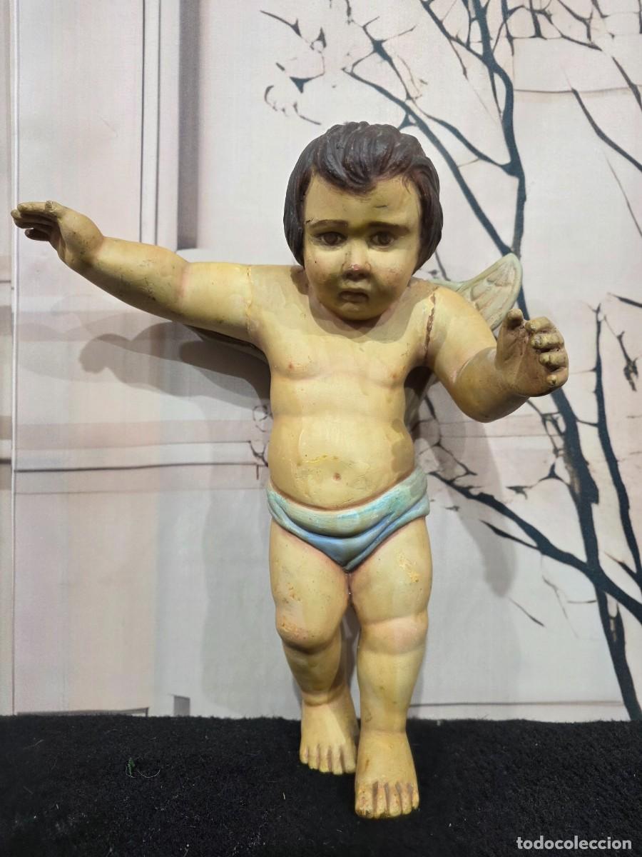 Antig&uuml;edades: Figura antigua &aacute;ngel querubin - Foto 1