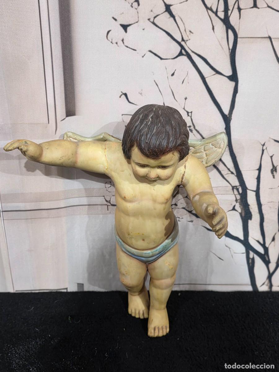 Antig&uuml;edades: Figura antigua &aacute;ngel querubin - Foto 3