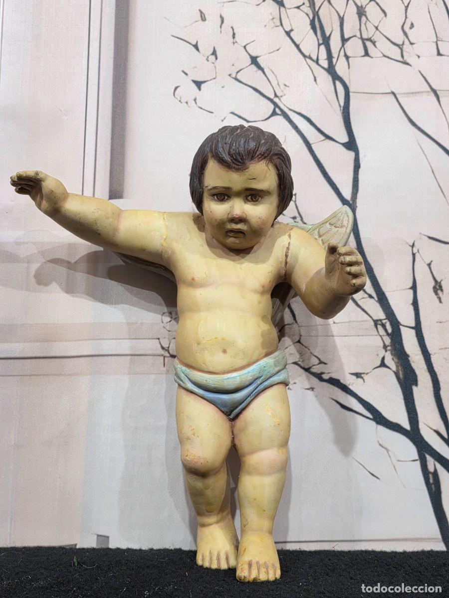 Antig&uuml;edades: Figura antigua &aacute;ngel querubin - Foto 4