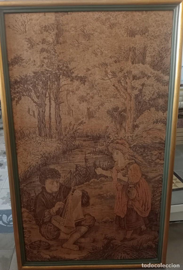 Antig&uuml;edades: Tapiz. Ni&ntilde;os jugando en el r&iacute;o - Foto 1