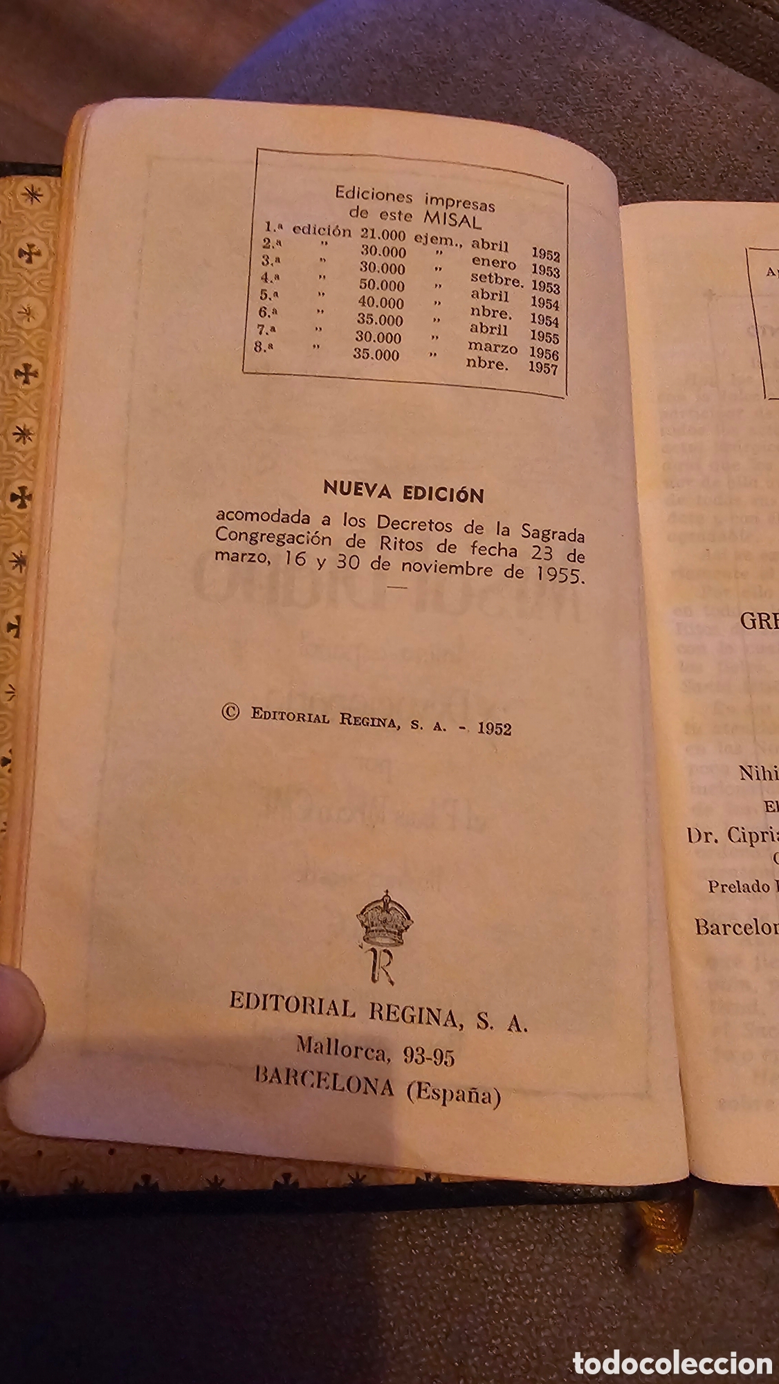 Antig&uuml;edades: Libro Misal Diario Devocionario 1955 - Foto 8