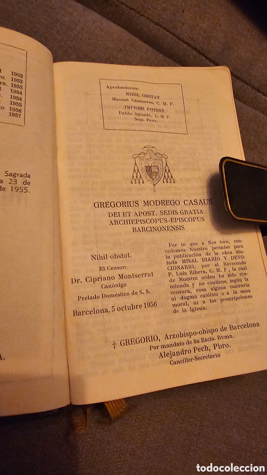 Antig&uuml;edades: Libro Misal Diario Devocionario 1955 - Foto 9
