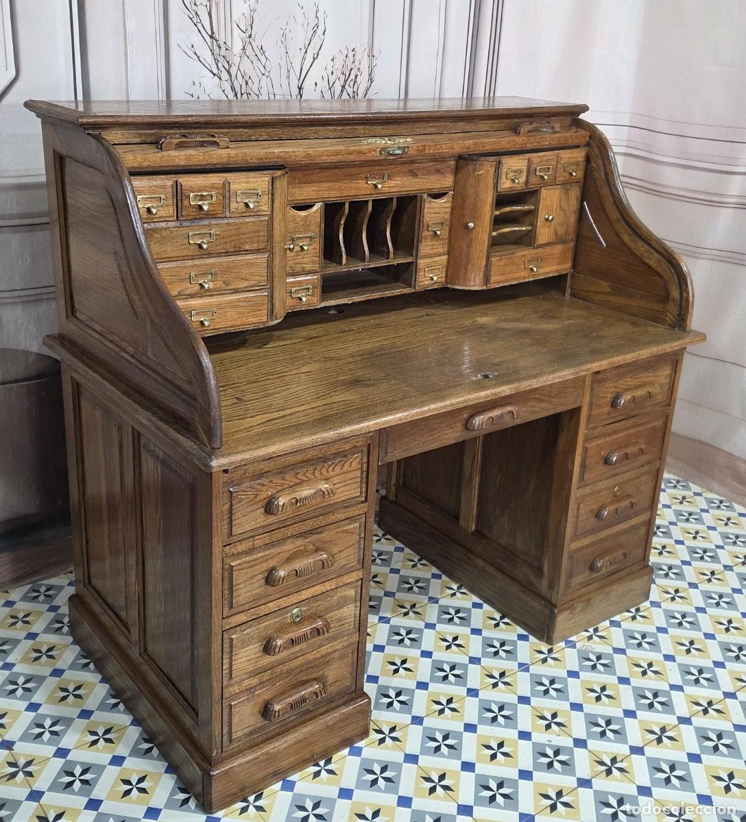 Antig&uuml;edades: Escritorio de roble macizo estilo Eduardino - Foto 1