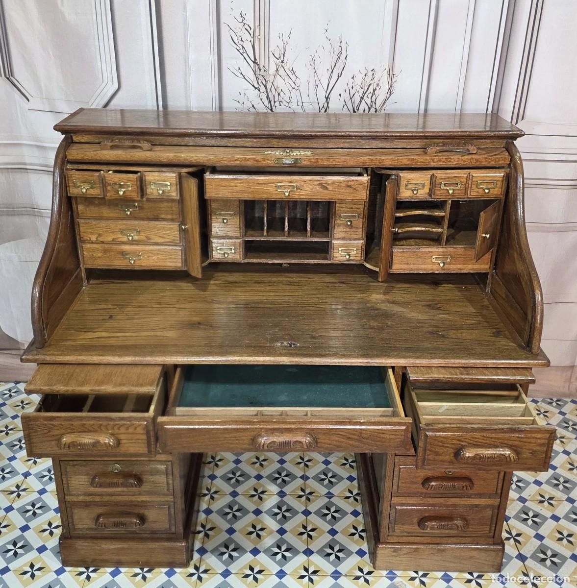 Antig&uuml;edades: Escritorio de roble macizo estilo Eduardino - Foto 2