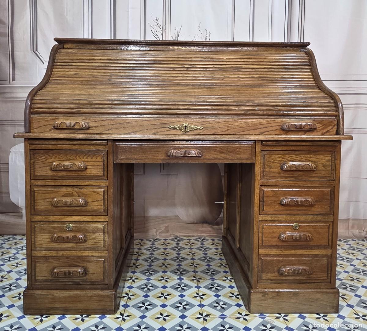 Antig&uuml;edades: Escritorio de roble macizo estilo Eduardino - Foto 3