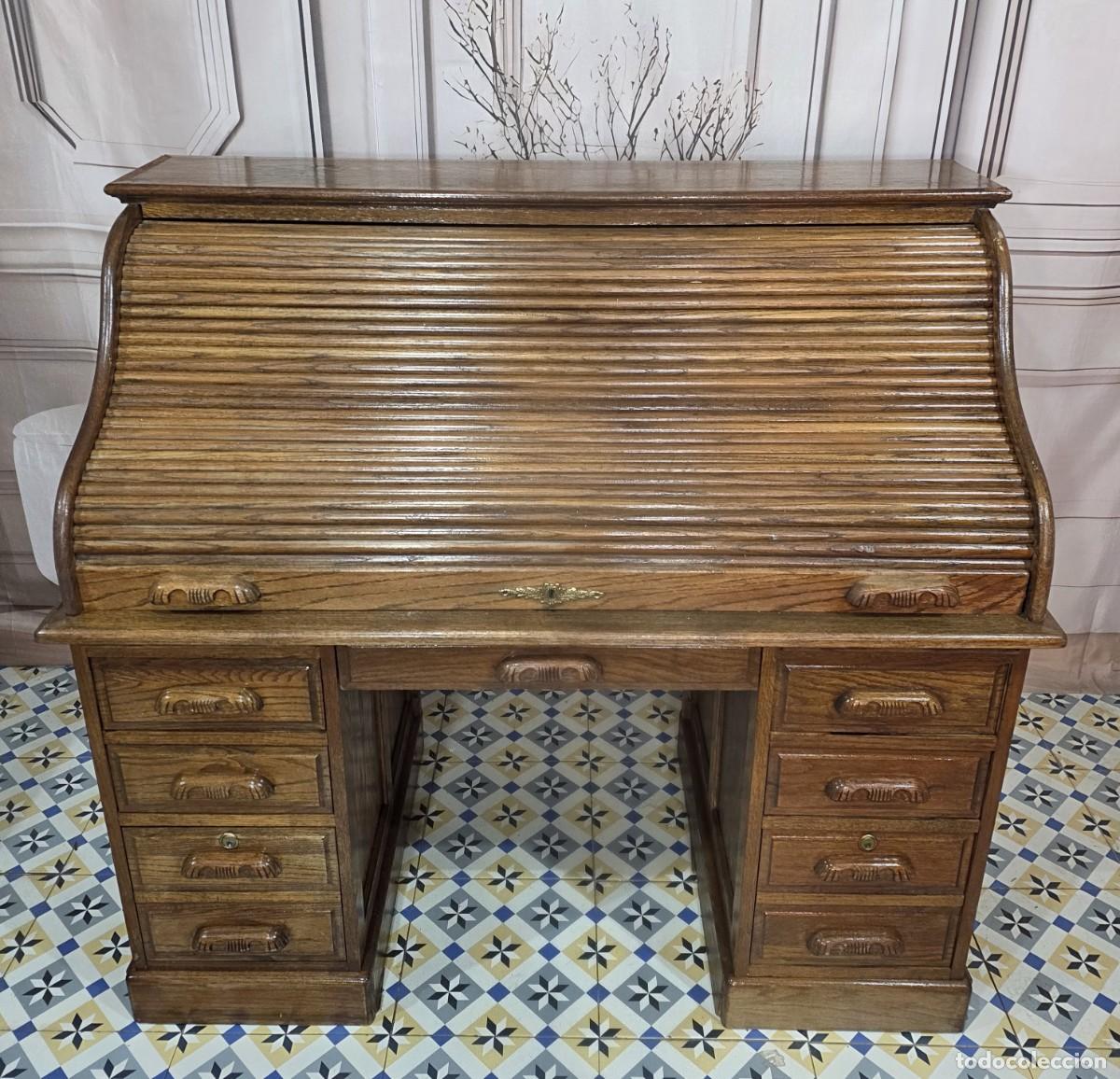 Antig&uuml;edades: Escritorio de roble macizo estilo Eduardino - Foto 4