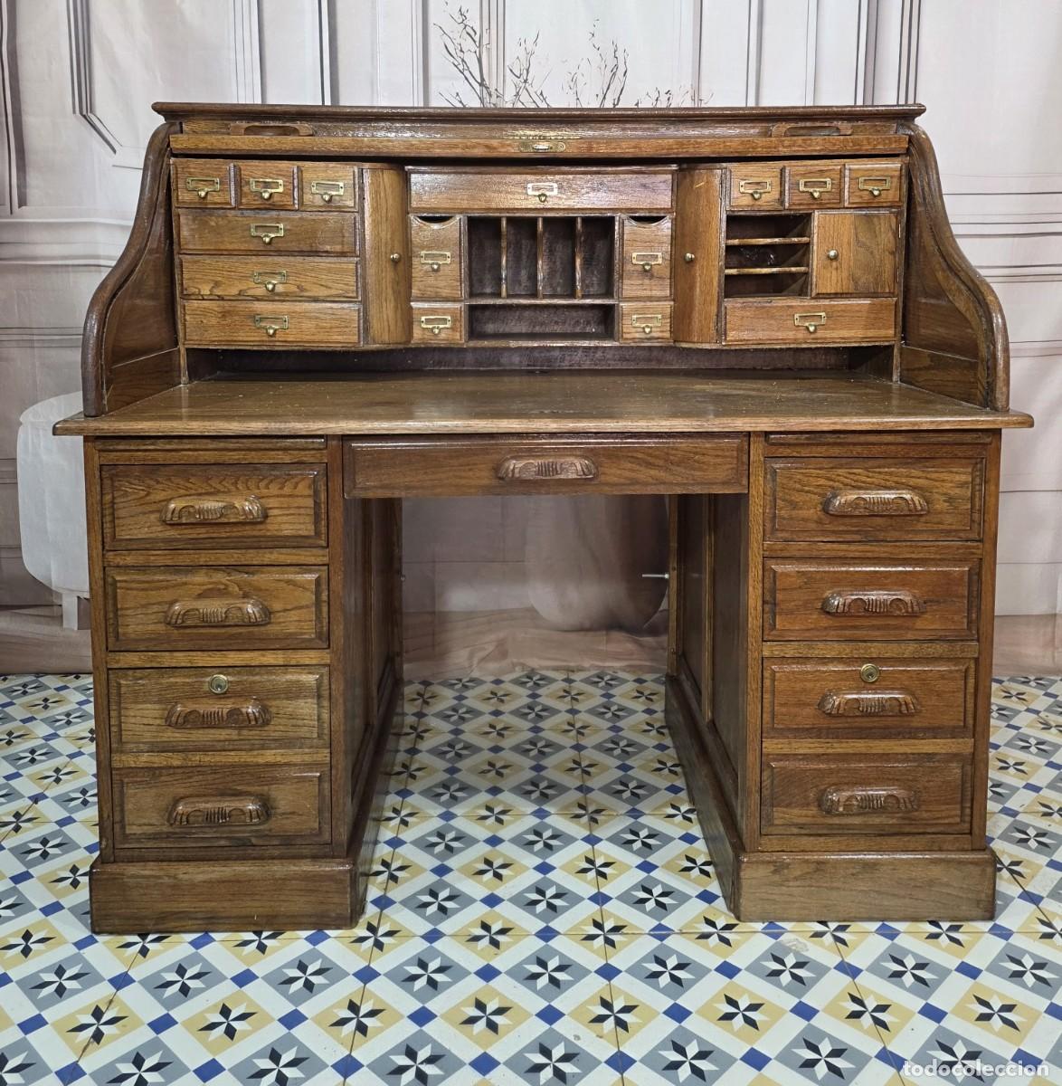 Antig&uuml;edades: Escritorio de roble macizo estilo Eduardino - Foto 5