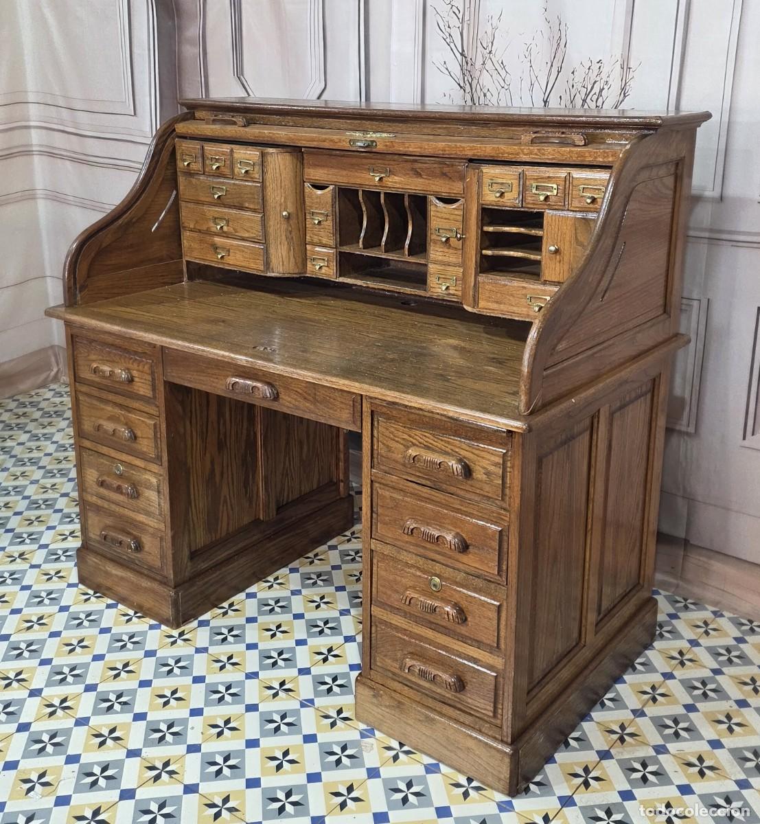 Antig&uuml;edades: Escritorio de roble macizo estilo Eduardino - Foto 6