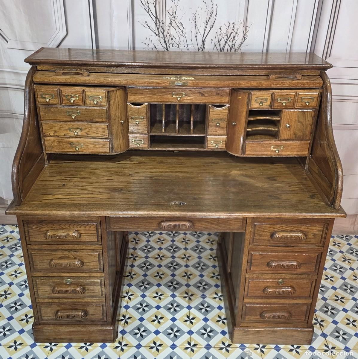 Antig&uuml;edades: Escritorio de roble macizo estilo Eduardino - Foto 7