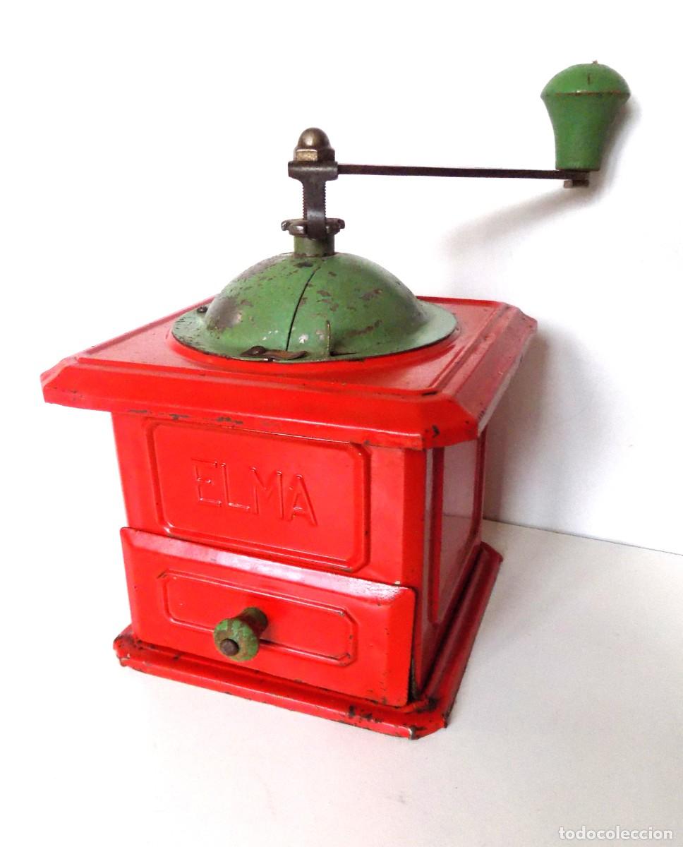 Antig&uuml;edades: EXCELENTE Y ESCASO MOLINILLO DE CAF&Eacute; MARCA ELMA. MODELO 1416-A ROJO. TAMA&Ntilde;O 1. ESPA&Ntilde;A CA. 1945/1960.