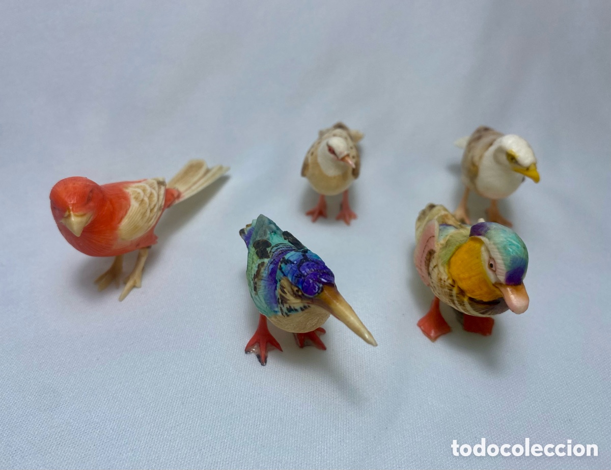 Antig&uuml;edades: Lote p&aacute;jaros de marfil de coleccion - Foto 2