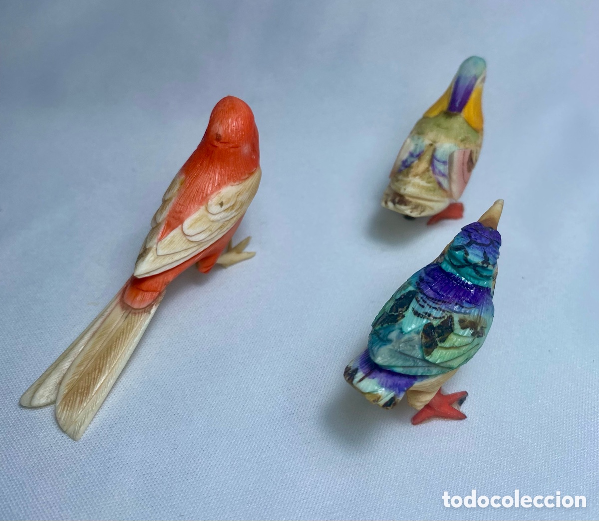 Antig&uuml;edades: Lote p&aacute;jaros de marfil de coleccion - Foto 8
