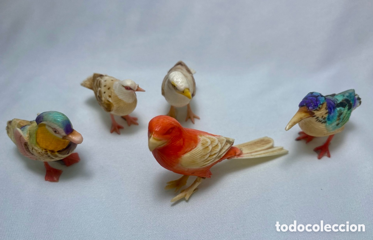 Antig&uuml;edades: Lote p&aacute;jaros de marfil de coleccion - Foto 14