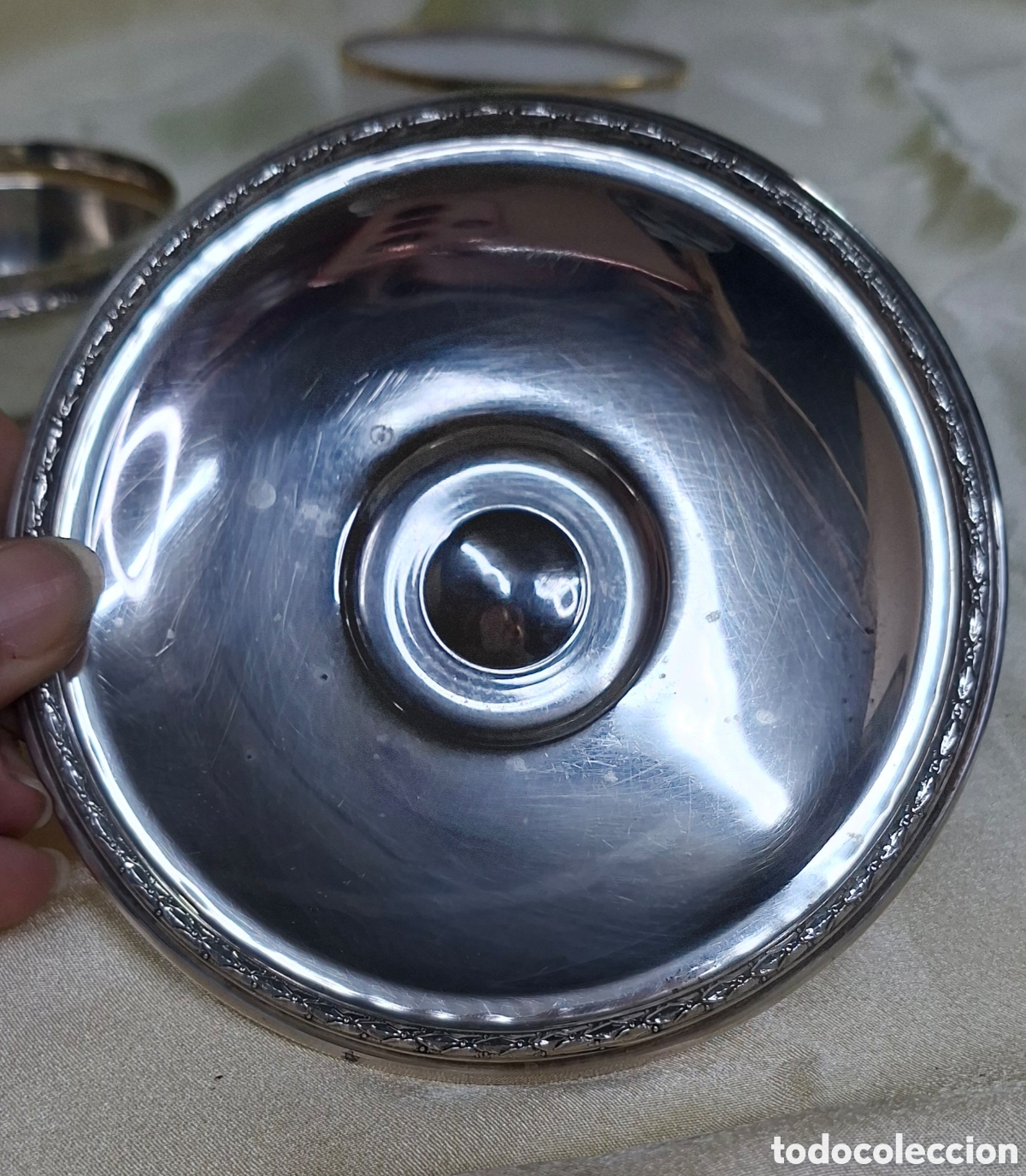 Antig&uuml;edades: Taza de plata 916 y opalina blanca - Foto 8