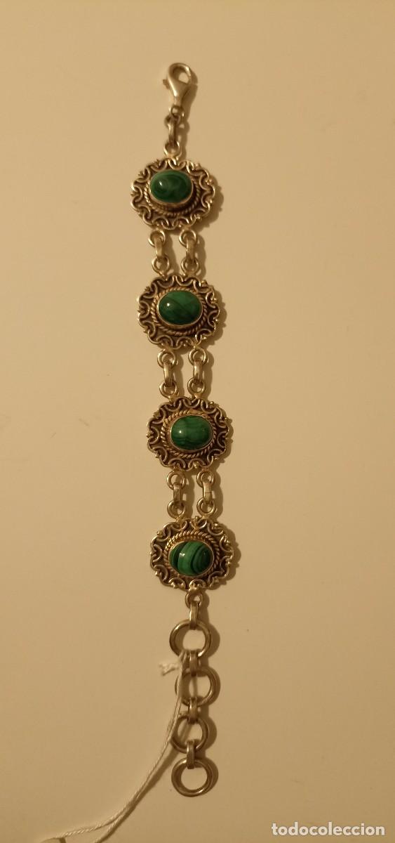 Antig&uuml;edades: Pulsera de plata y malaquita. - Foto 1