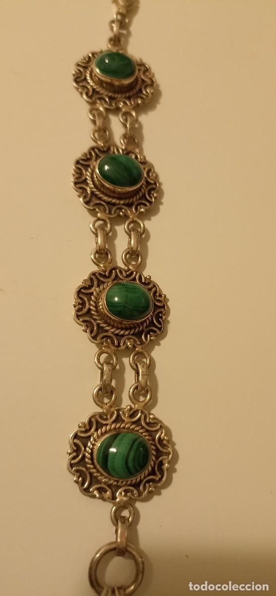 Antig&uuml;edades: Pulsera de plata y malaquita. - Foto 2