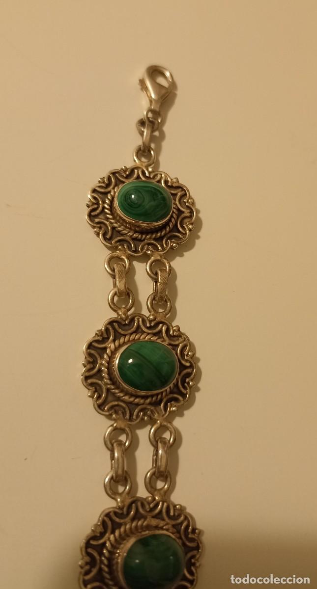 Antig&uuml;edades: Pulsera de plata y malaquita. - Foto 3