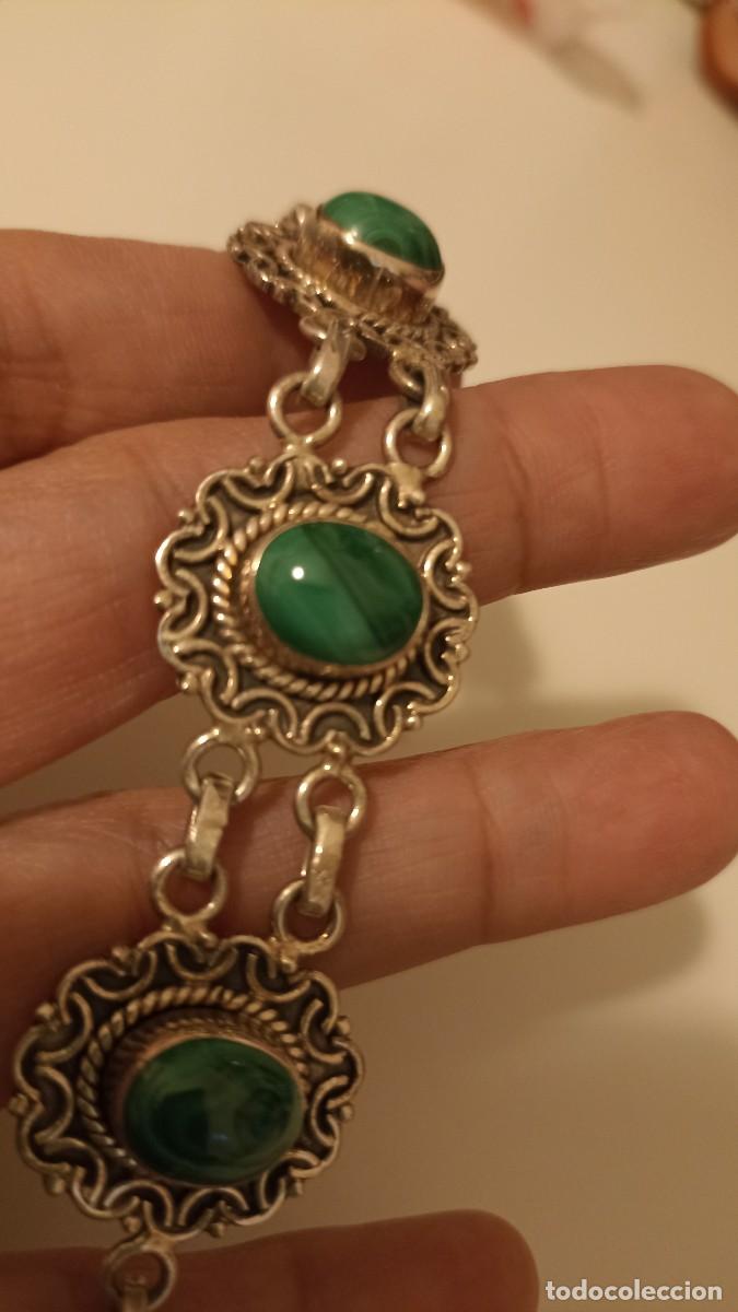 Antig&uuml;edades: Pulsera de plata y malaquita. - Foto 5