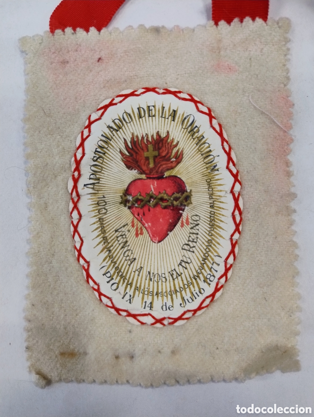 Antig&uuml;edades: ESCAPULARIO PIO IX 1877 - Foto 2