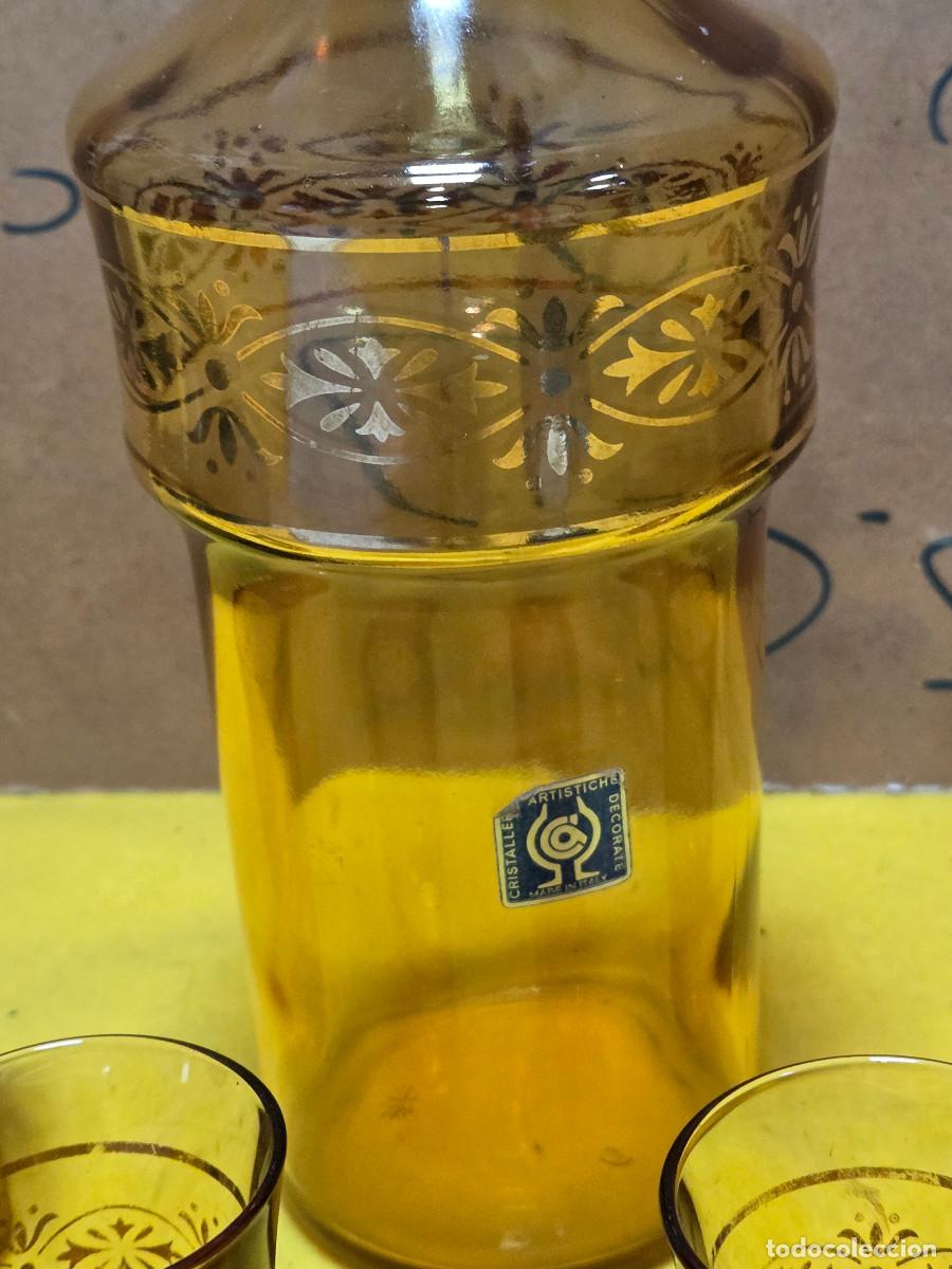 Antig&uuml;edades: botella de cristal con 4 vasos - Foto 3