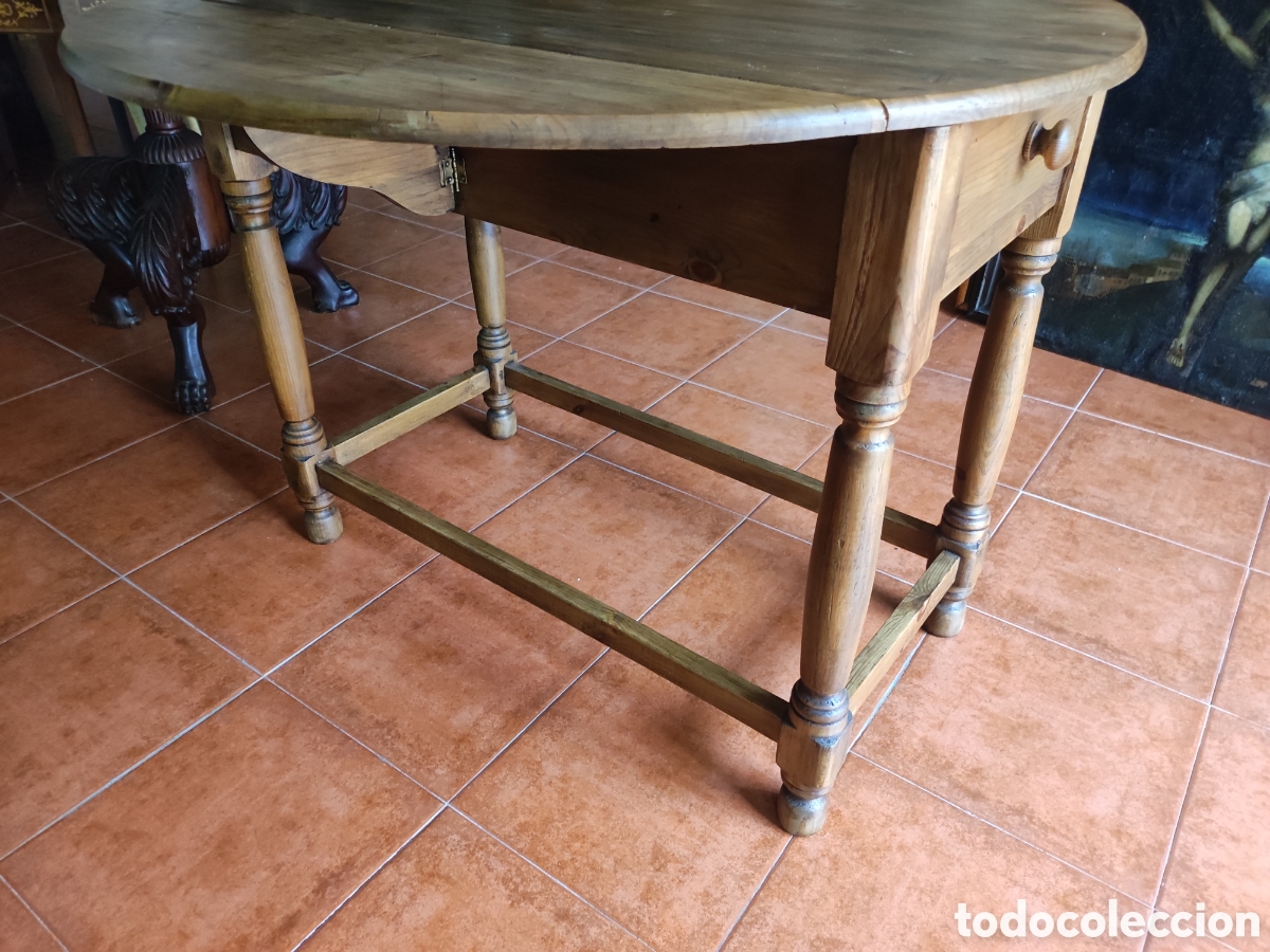 Antig&uuml;edades: Mesa de alas antigua de pino - Foto 2