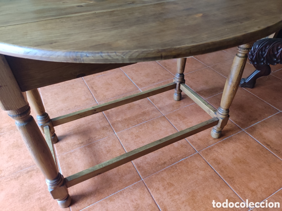Antig&uuml;edades: Mesa de alas antigua de pino - Foto 3