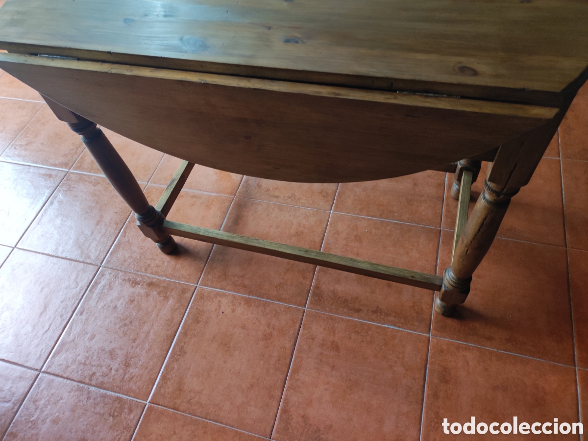 Antig&uuml;edades: Mesa de alas antigua de pino - Foto 5