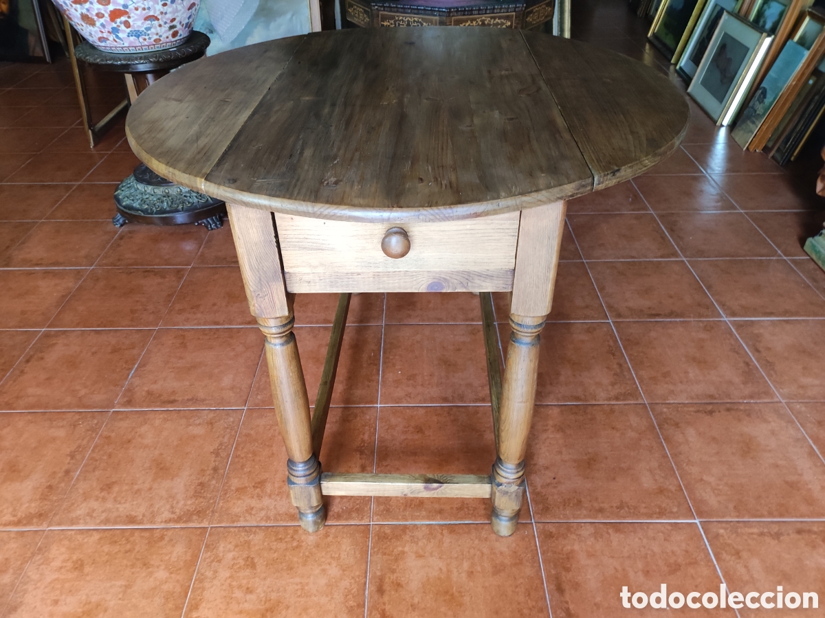 Antig&uuml;edades: Mesa de alas antigua de pino - Foto 1