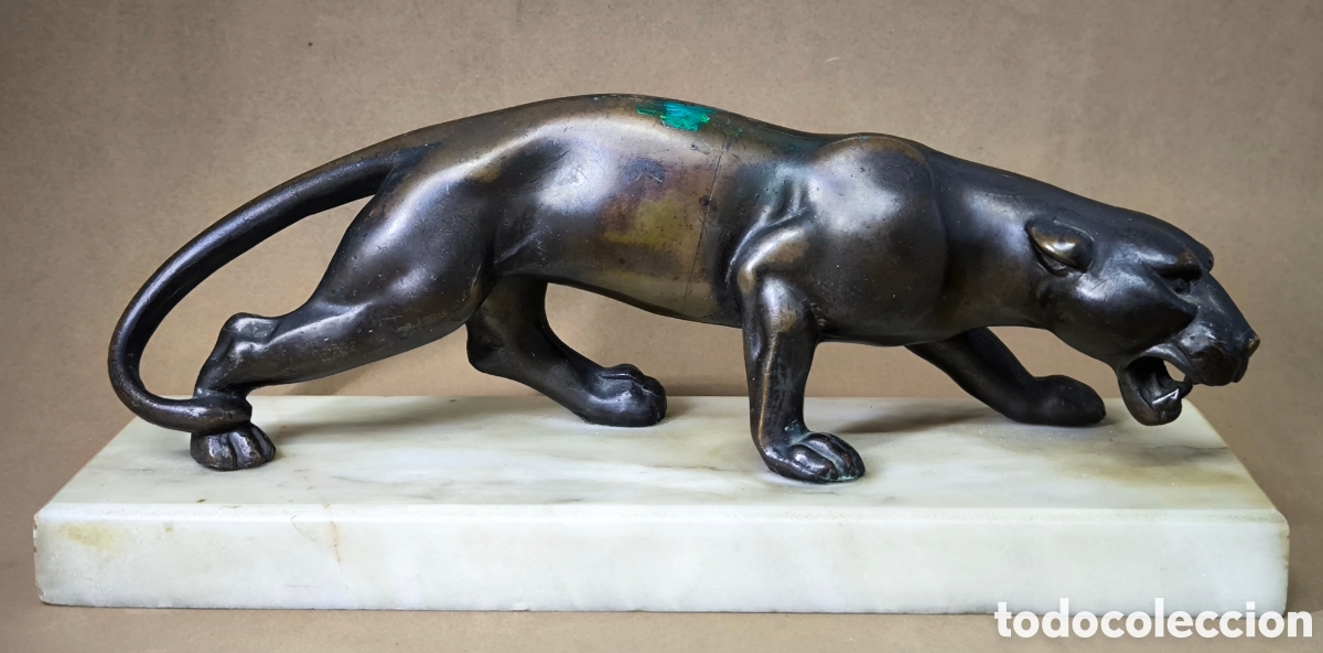 Antig&uuml;edades: PANTERA BRONCE ART D&Eacute;CO 25 cm. - Foto 1